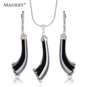 

Madrry Ceramic Jewelry Sets Necklaces&Earrings CZ Zircon Long Pendants Copper Princess Hook Brincos Keramik Parure Bijoux Femmes