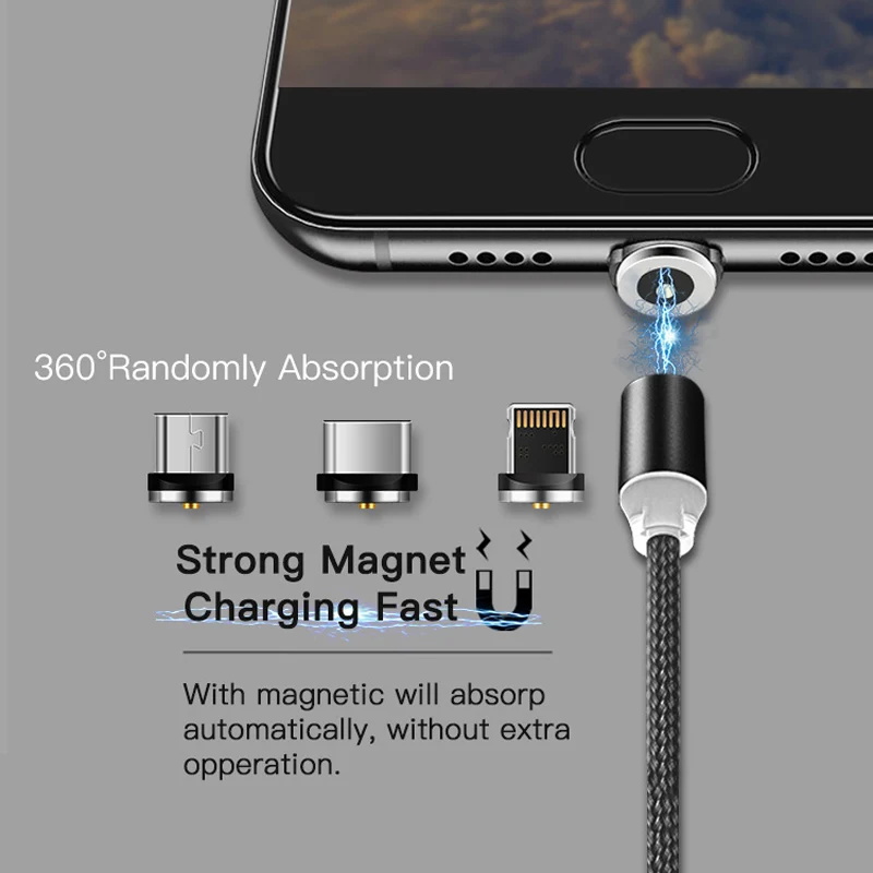 Магнитный Micro USB кабель для samsung S10 S9 type-c Зарядка для iPhone 1 м магнитное зарядное устройство usb type C кабели