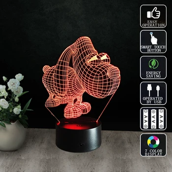 

Dog Night Light Childlike 3d Led Table Lamp Children Gift Luminaria Colorful Discoloration Lamparas Fixtures VeilleuseLamp Touch