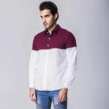 Brand New Men’s Casual Shirt Social Contrast Color Shirt Full Sleeve Turn Down Collar