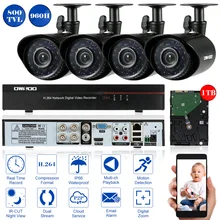 OWSOO 4 шт. ИК Открытый 800TVL безопасности Камера Системы+ 1 ТБ HDD 4CH полный 960 H/D1 DVR Kit HDMI P2P DVR Регистраторы набор камеры видеонаблюдения
