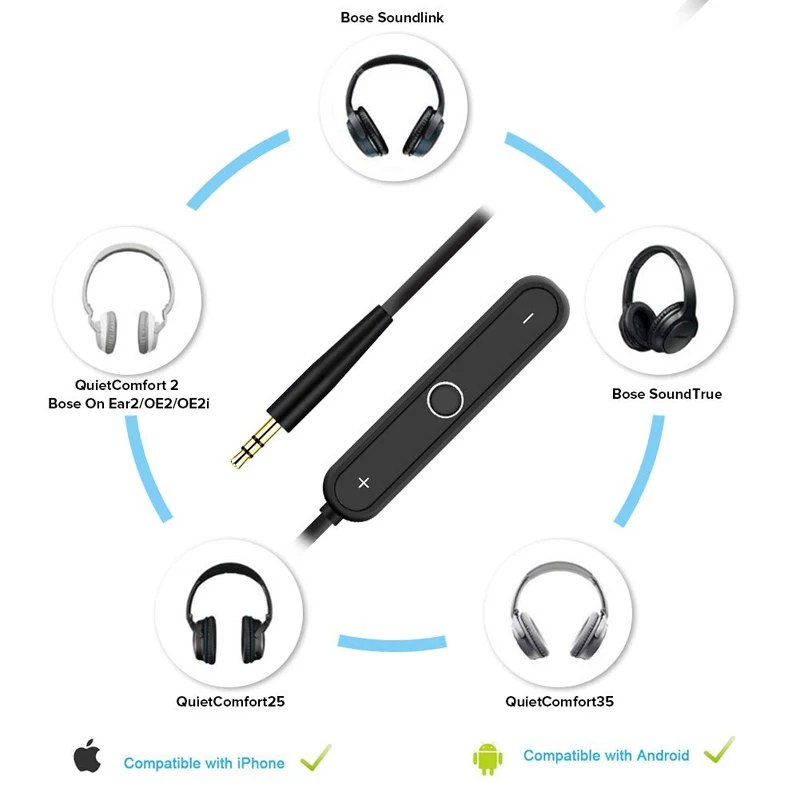 SHELKEE Audio cable Bluetooth 4 1 Wireless Adapter Cable For Bose QuietComfort35 QC35 QC25 OE2 OE2i AE2 headphon