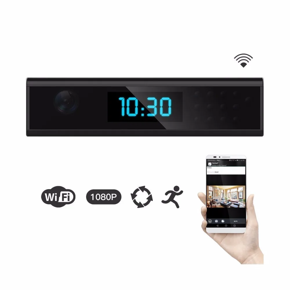 

WIFI Clock Camera HD 1080P Night Vision Mini Camera WIFI Wireless IP Camera DV Vedio Mini Recording Device Alarm Clock Camera