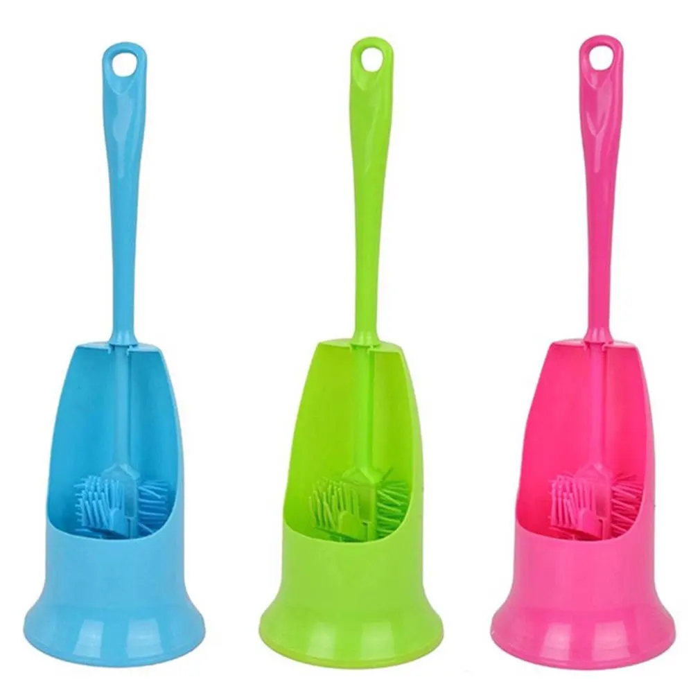 

Wall Mounted Toilet Brush Holder Silica Gel Rack + Toilet Brush Bathroom Cleaning Brush Set for Bathroom Storage