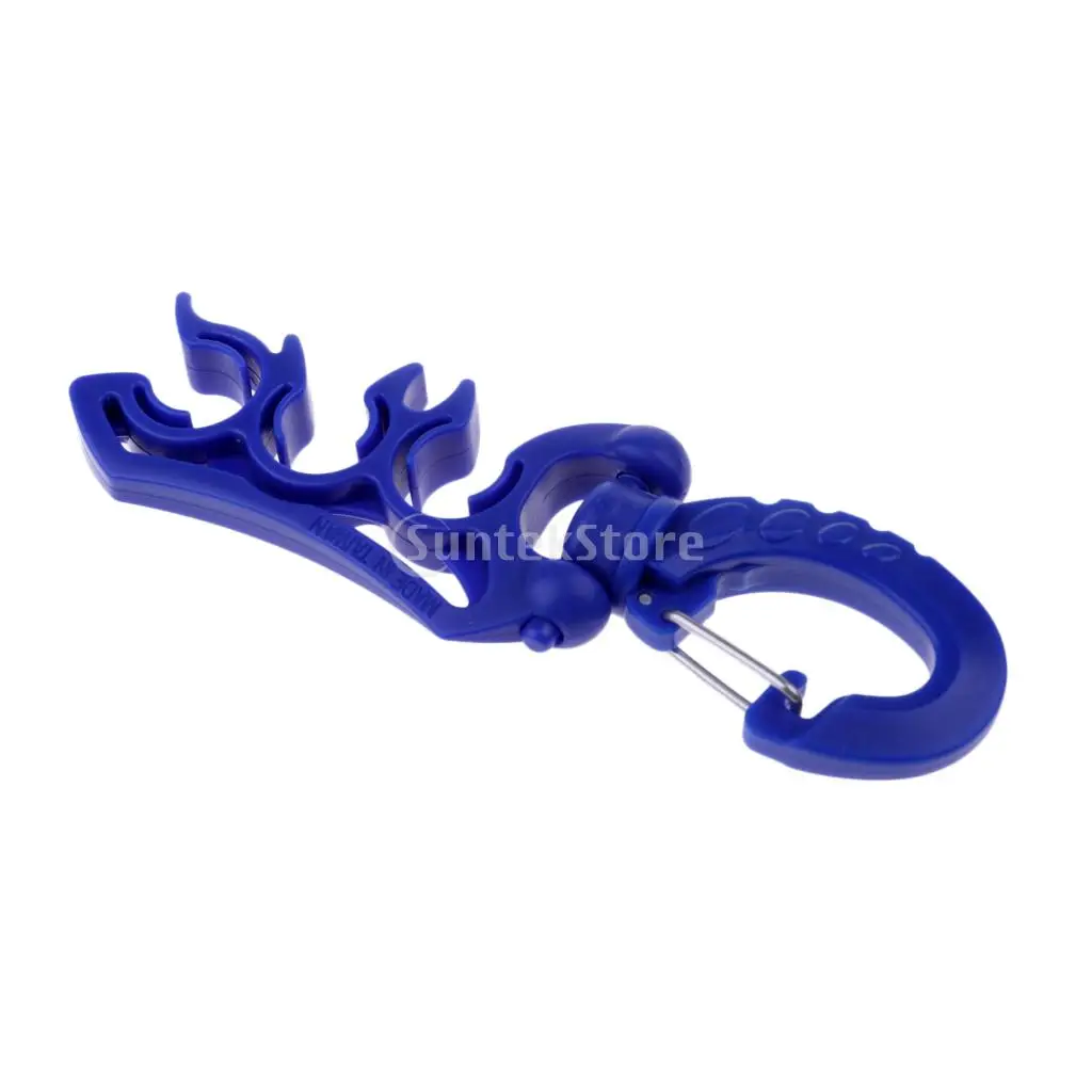 Scuba Diving Dive Divers Triple 3 BCD Hose/Regulator/Gauge Holder Retainer with Folding Rotates Snap Clip Black/Yellow/Blue