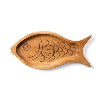 

Creative Fish Shape Wooden Dishes Japan Style Multi-Use Natural Solid Wood Snacks/Nuts Trays Cake/Fruits Plates Tableware