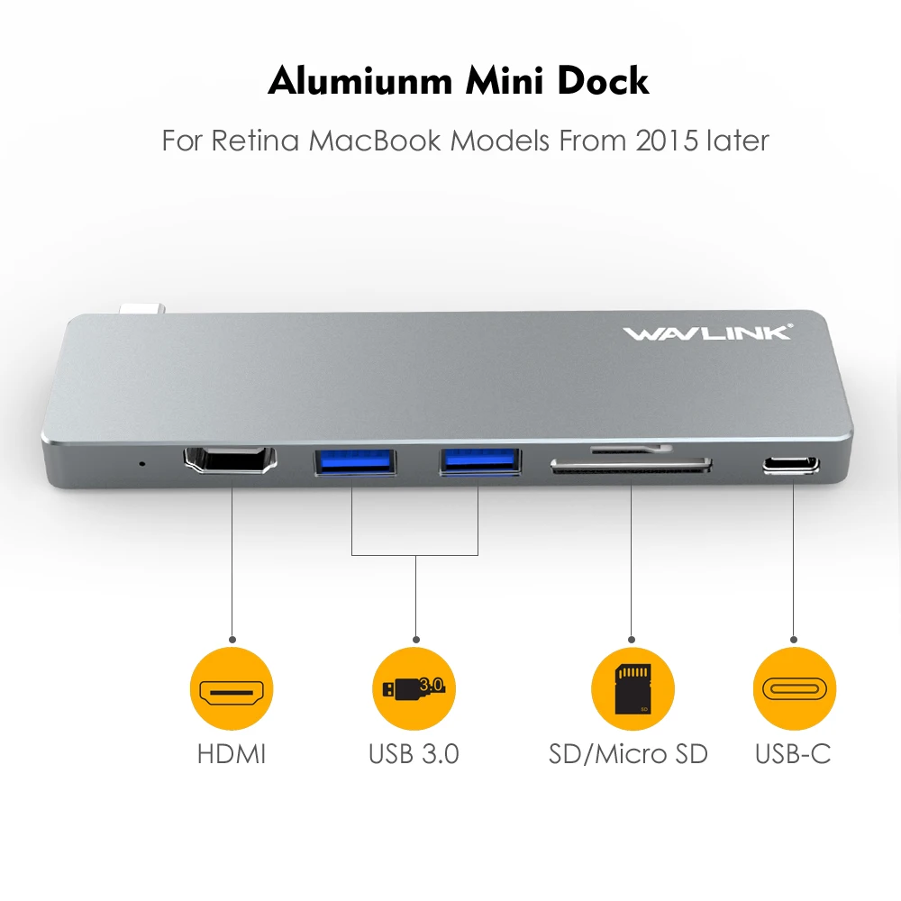 Wavlink USB C концентратор к HDMI 4K адаптер Тип питание доставка SD/Micro SD кард ридер 3 0 для