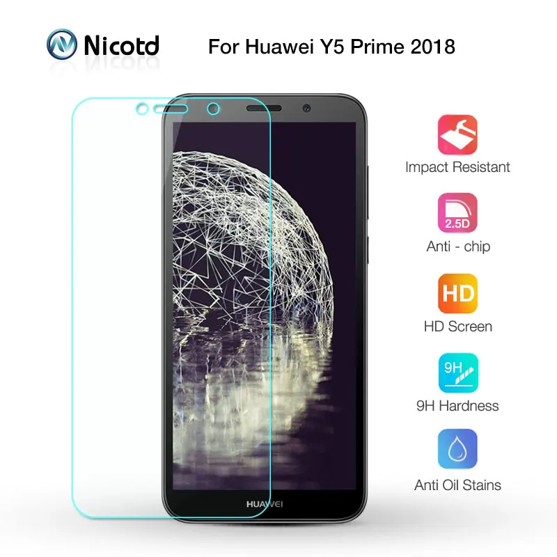 Nicotd Tempered Glass For Huawei Y5 Prime 2018 Screen Protector For Huawei Y5 Prime 2018 5.45 DRA-L22 DRA-LX2 Protective film