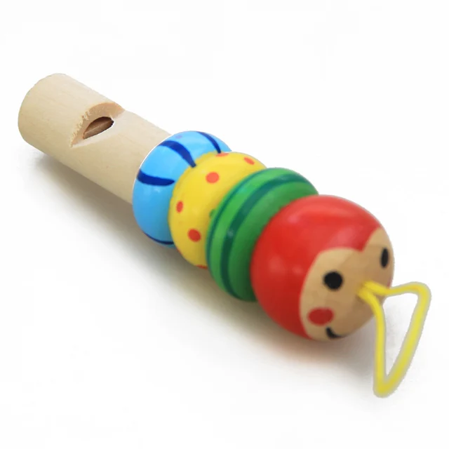 1Pc Infant Whistling Toy Wooden Random Color Toys Cartoon Animal Whistle Educational Music Instrument Toy for Baby Kids Children 5