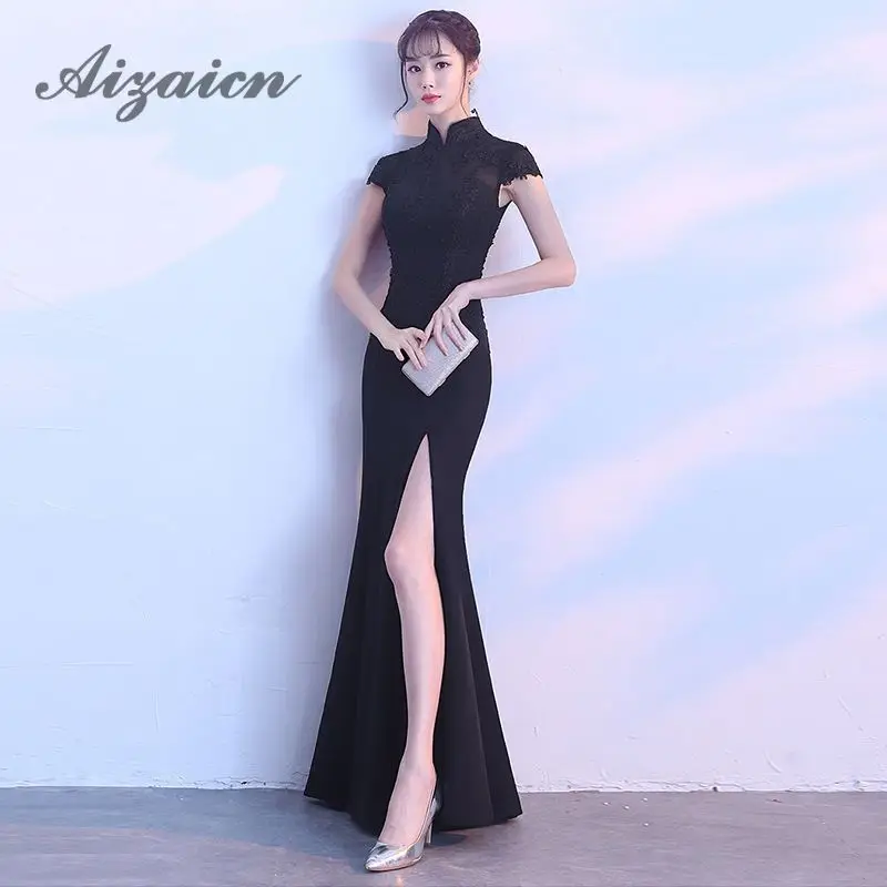 ^*Best Offers Vestido Oosterse Bruidsjurken Lange Black Mermaid Chinese Avondjurken Vintage Bruid Jurk Sexy Cheongsam Kant Qipao Moderne ^*Best Offers Vestido Oosterse Bruidsjurken Lange Black Mermaid Chinese Avondjurken Vintage Bruid Jurk Sexy Cheongsam Kant Qipao Moderne