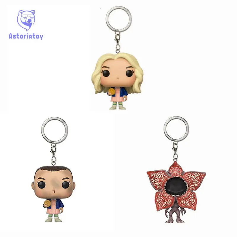 

Keychain stranger things DEMOGORGON and Eleven with eggos Toys Action Figure Collectible Model Vinyl Dolls Keyring Children Gift