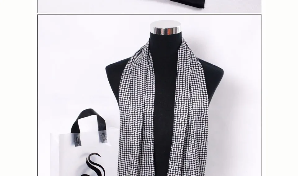 [BYSIFA] Men Black Gold Silk Scarves Winter Fashion Accessories 100% Natural Silk Male Plaid Long Scarves Cravat 160*26cm mens head wrap bandana