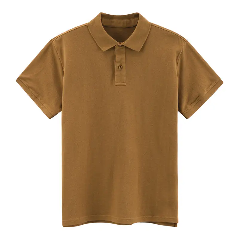 Новинка, летние мужские рубашки поло, качественная хлопковая короткая однотонная мужская рубашка поло для мужчин и женщин, китайская брендовая одежда, приталенная S-3XL - Цвет: Coffee