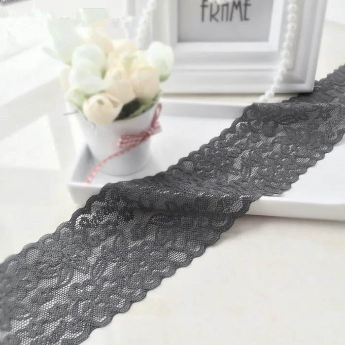 

7cm wide dark gray stretch lace accessories clothing skirt handmade DIY accessories 5yards