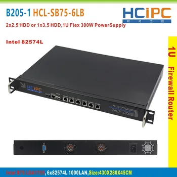 

HCiPC B205-1 HCL-SB75-6LB, 8G+64G+I7 3770s,LGA1155 B75 82583V 6LAN 1U B75 Firewall Barebone,6LAN Mini Router,Mini PC