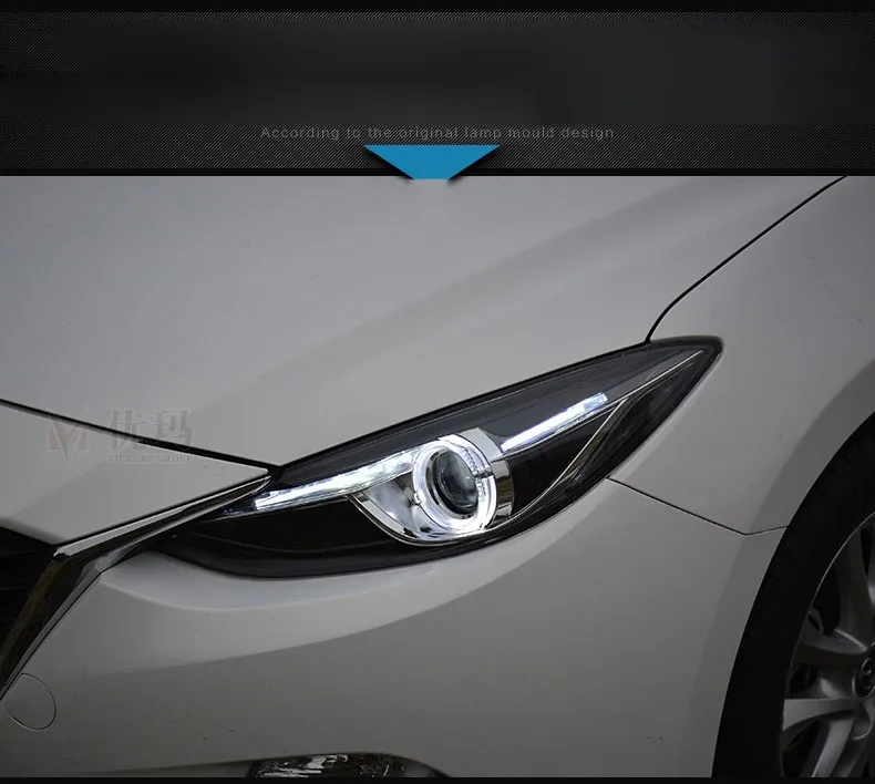 Автомобильный Стайлинг светодиодный HID светодиодный фары фара чехол для Mazda 3 Mazda3 фары Axela M3 bi-ксеноновая линзы ближнего и дальнего света