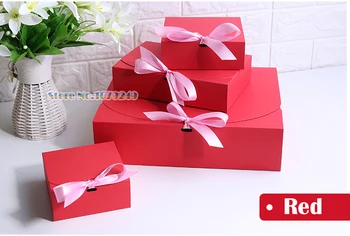 

100pcs/lot Red Paper cake Box with Silk ribbon Chocolate Mooncakes, doughnuts, Macaron Party Cookies Box Gift Packaging Boxes