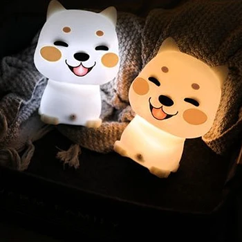 

NEWKBO Cute Cartoon Dog Silicone Night Light Warm And Cold Light Interchangeable Fun Table Lamp Sleep Accompanying Puppy Lamp