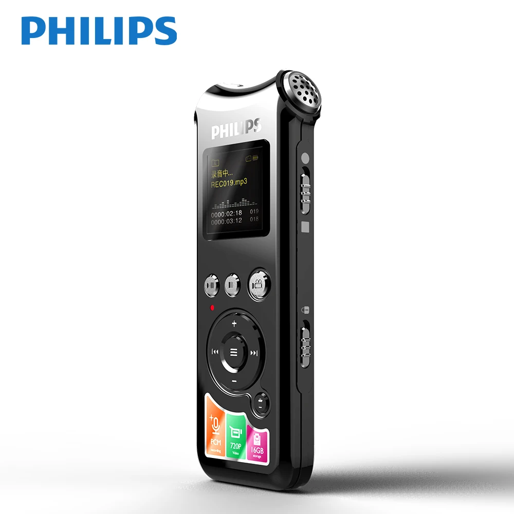 

Philips Original Long Distance Voice Recorder Camera Noise Reduction Buil-in 16GB 15 hours Recording Professional VTR8010