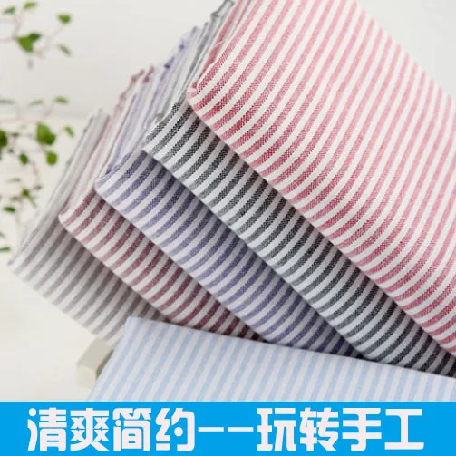 

2016 New Cotton Denim Fabric Yarn dyed stripe Hmade Cotton Cloth summer fresh Bedding curtain Fabric (1 meters)
