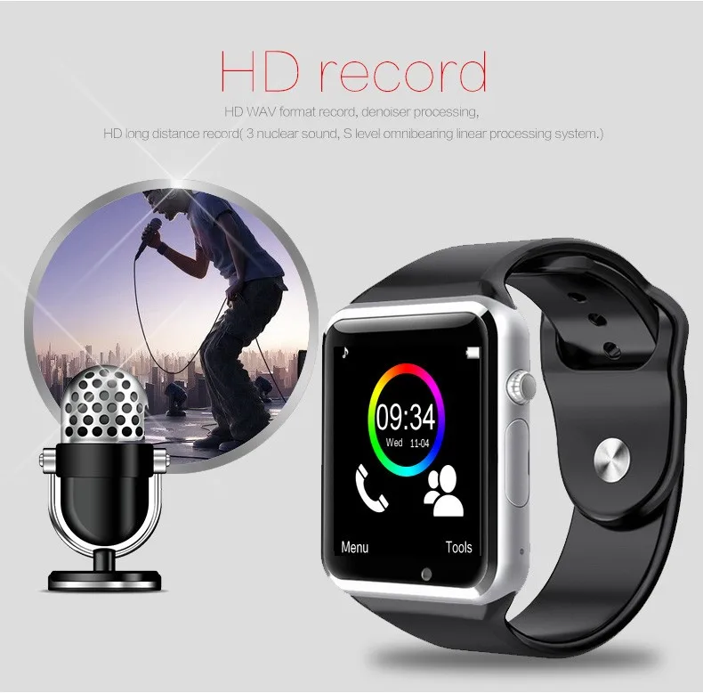 Новое Поступление Смарт-часы A1 часы Синхронизация уведомления Поддержка sim-карты TF подключение Apple iphone Android телефон Smartwatch