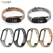 Mijbos применяет браслет millet 3 металлический ремешок на руку плюс три бусины с ремешком из нержавеющей стали Модный чехол для часов MI Band 3