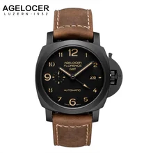 2016 Agelocer Mens Watches Swiss movement Luxury Military Watches Casual Watch 100% Leather Fashion Wristwatches relojes hombre