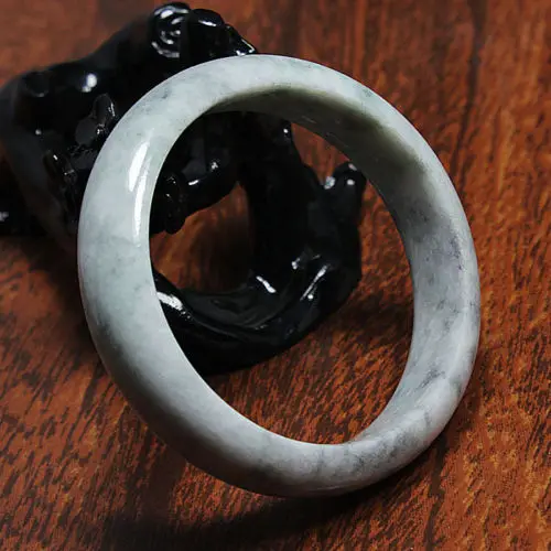 

3055 Beautiful Natural Gray Grade "A" Jadeite Jade Gems Bangle Bracelet