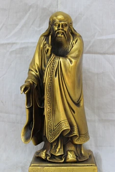 

wholesale factory 11" China Chinese Pure Bronze Famous Taoism Litterateur Lao Zi Lao Tzu Statue 25% off