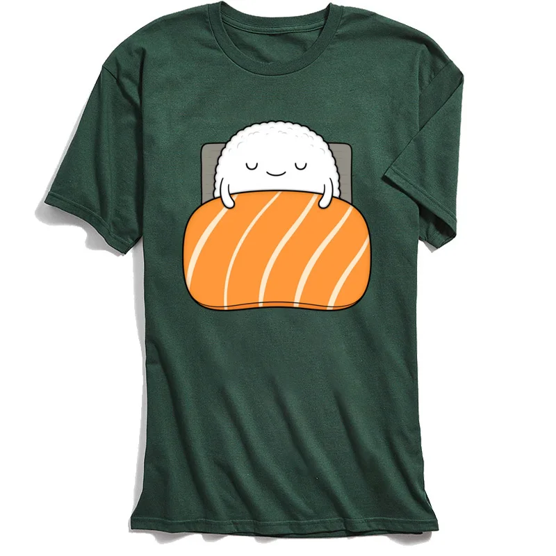 Kawaii Tshirt Sleepy Sushi Men Green T Shirt Crew Neck T-shirts Students Tops Tees Short Sleeve Classic All Cotton Funny Clothes Kawaii Tshirt Sleepy Sushi Men Green T Shirt Crew Neck T-shirts Students Tops Tees Short Sleeve Classic All Cotton Funny Clothes