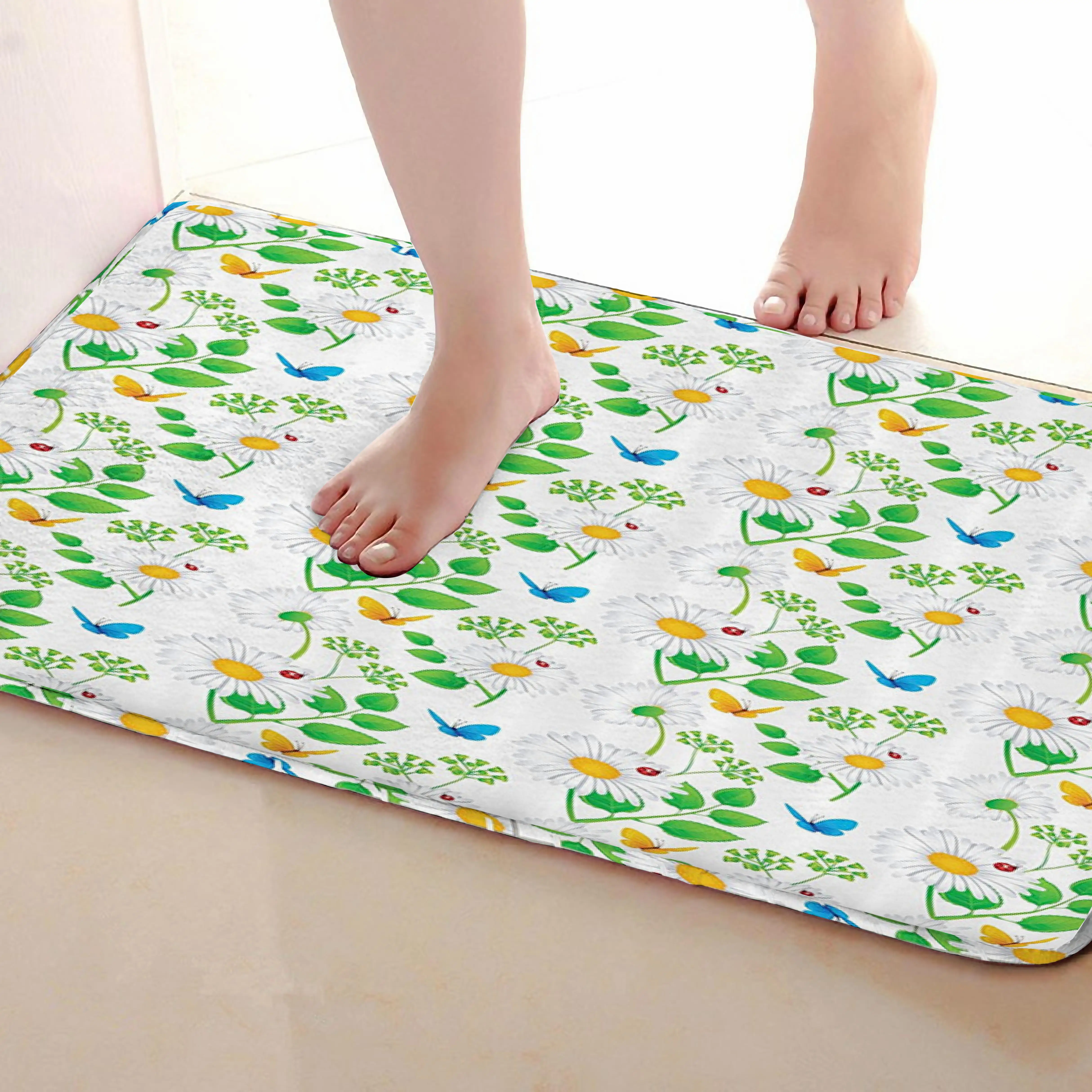 Цветочный стиль коврик для ванной комнаты, смешной Противоскользящий коврик для ванной, занавески для душа s аксессуары, соответствующие вашей душевой занавеске