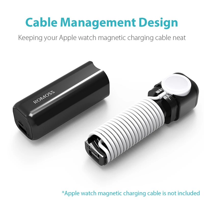 Romoss iRoll 3250mAh Wireless Charger For Apple Watch Dual Port 2A Output Portable Power Bank For iPhone X/8 Plus/8/7Plus/7/6 P