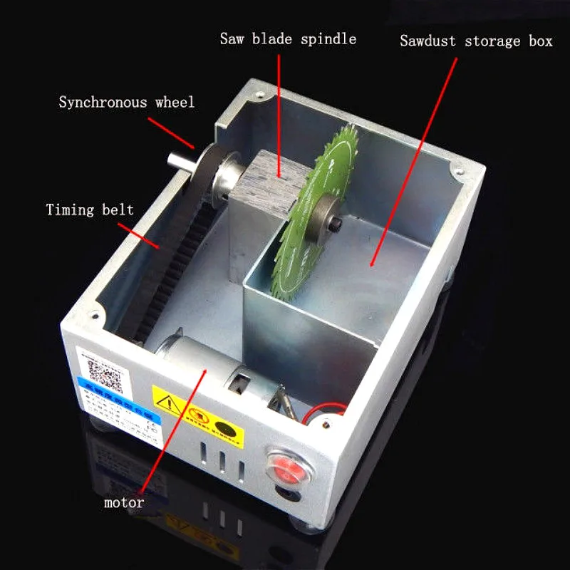 Алюминиевая миниатюрная Настольная пила, высокоточная режущая машина, DIY Модель пилы, Прецизионная столярная бензопила, резец DC24V max.7000RPM