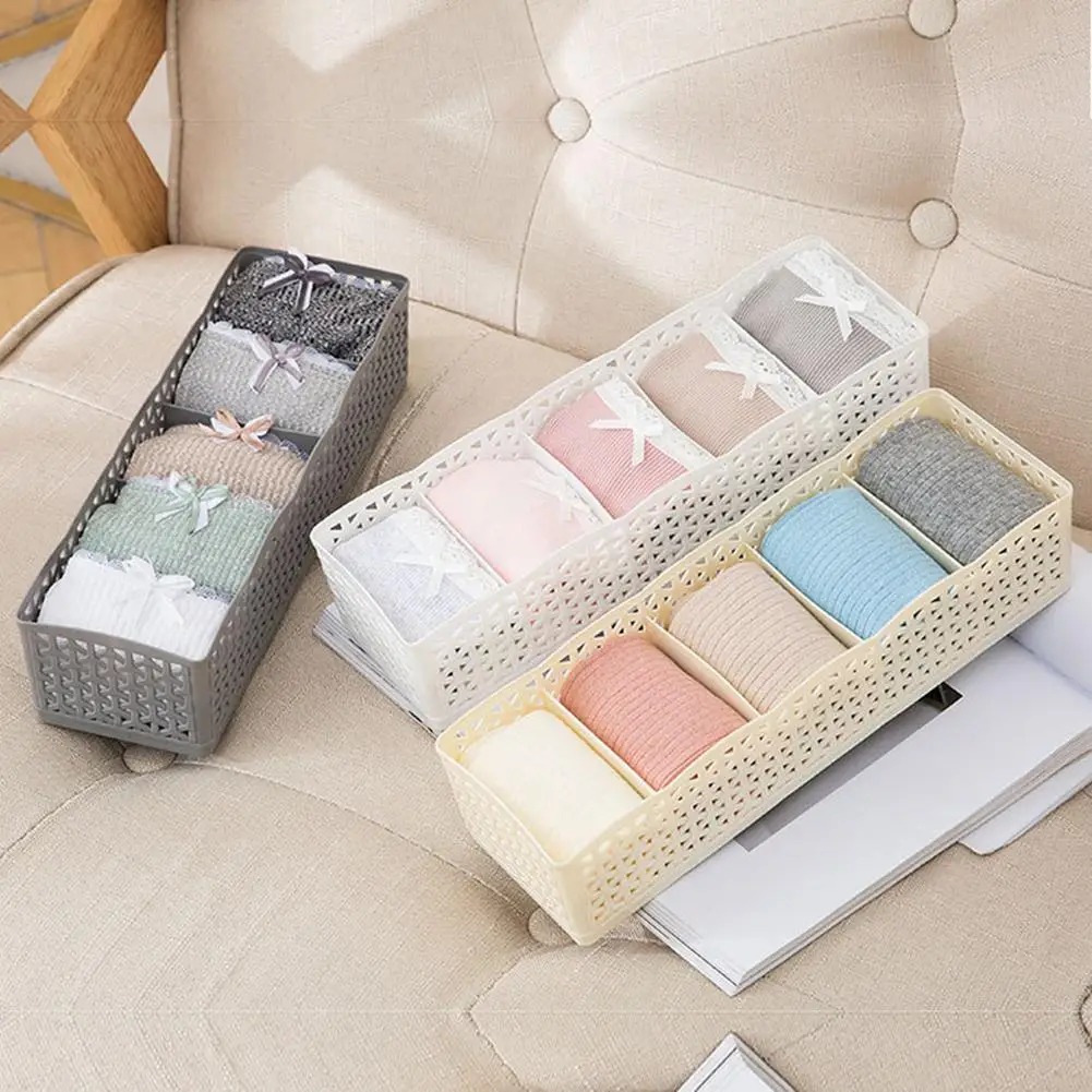 1PC Hollow Plastic Underwear Socks Tie Storage Baskets Organizer Drawer
