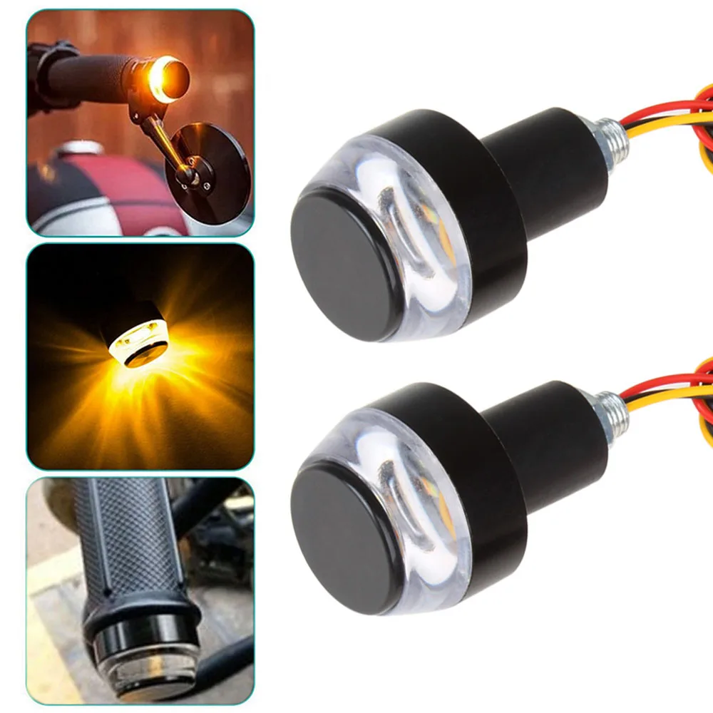 

2pcs Motorcycle motorcycle turn signals LED moto Handle Light Bar End Indicator Grip Plug Blinker Side For 22mm Handlebar