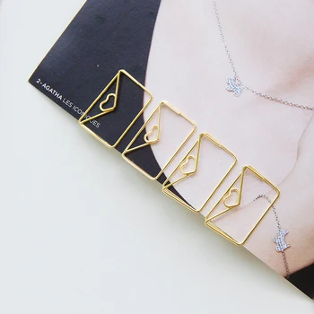 

1Pcs/pack hot sell of cute paper clip memo bookmark shaped round paperclip gold office clips
