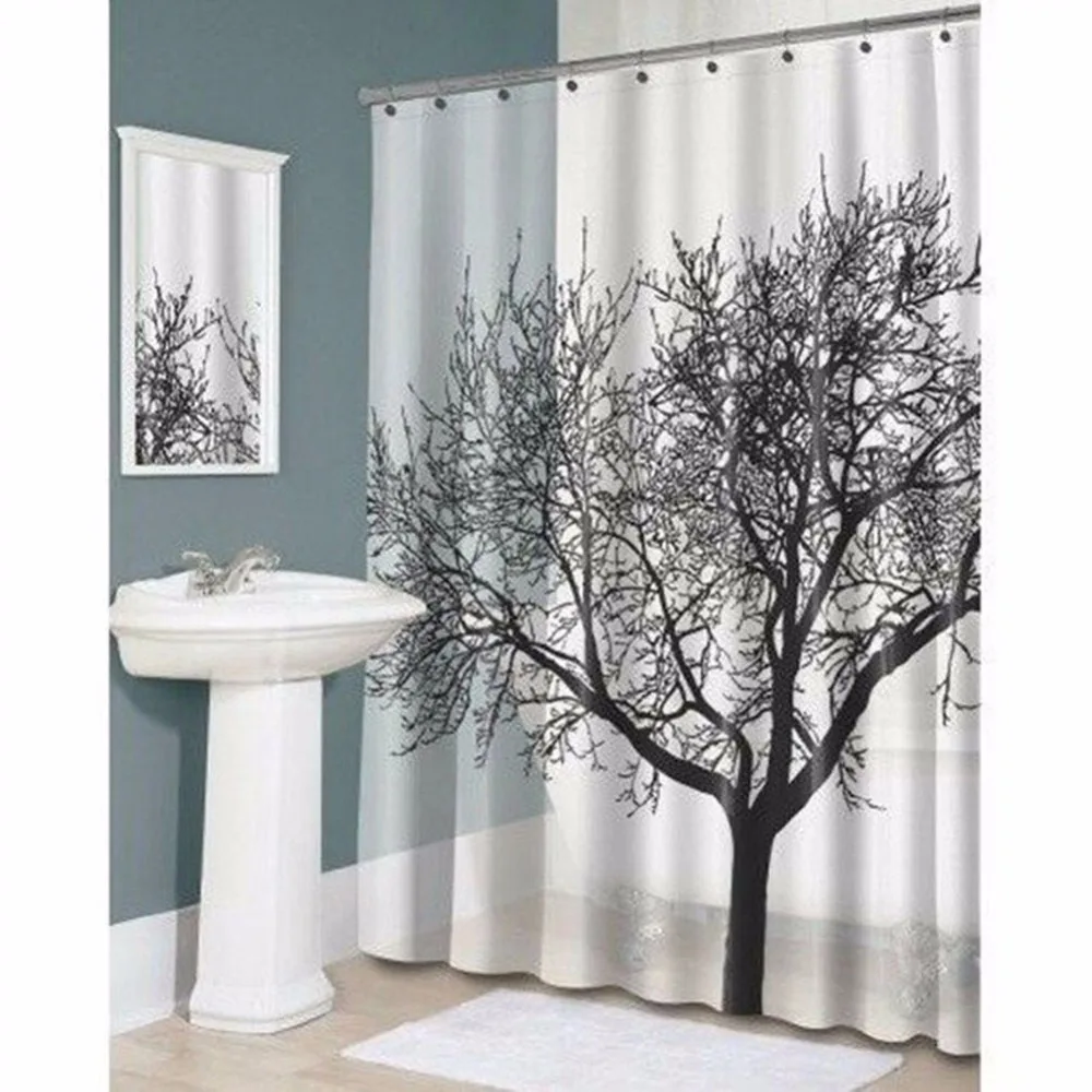 scenario elegante tenda della doccia albero modello impermeabile bagno tende tessuti di poliestere tende da bagno