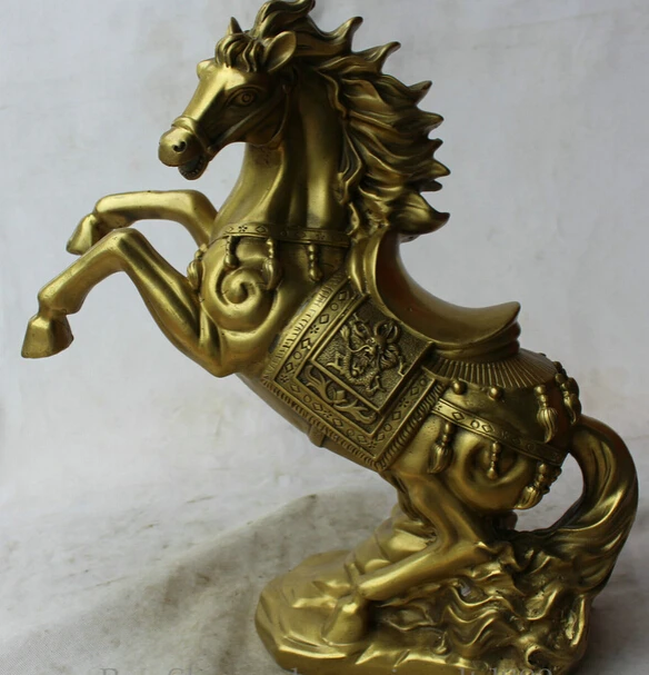 

JP S0524 16" China Chinese Brass Folk success Fengshui Zodiac Year Horse Statue sculpture