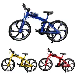 Миниатюрный велосипед из сплава, игрушка, моделирование, складной горный велосипед, вращающиеся и складные украшения для дома, идеальный