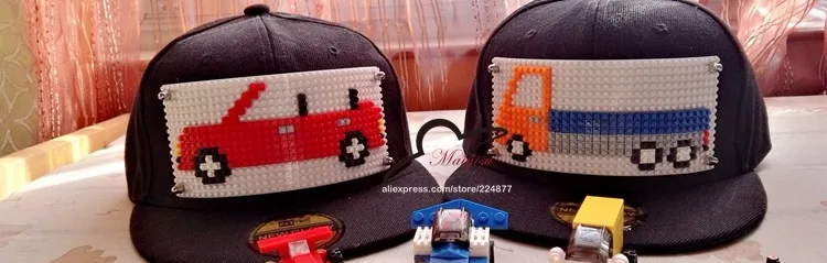 Новая мода Дизайн DIY Съемный дружище Snapback Шапки для Для мужчин лето Мозаика кирпич шапка для женский, черный Шапки