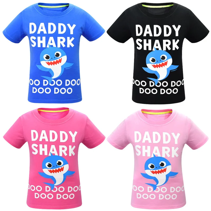 

Baby Shark - Daddy Shark Doo Doo Doo Baby T-Shirt for boys Little girl clothing kids funny tshirts Children summer tops 3-8 year