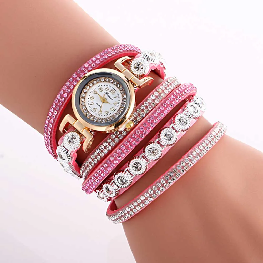 Женские часы с металлическим декоративным круговым кварцевым ремешком, женские часы с браслетом, женские часы, брендовые Роскошные модные часы - Цвет: F