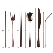 7 шт./лот 304 Нержавеющая сталь набор столовых приборов Портативный посуда наборы открытый путешествия набор столовых приборов с мешком ткани