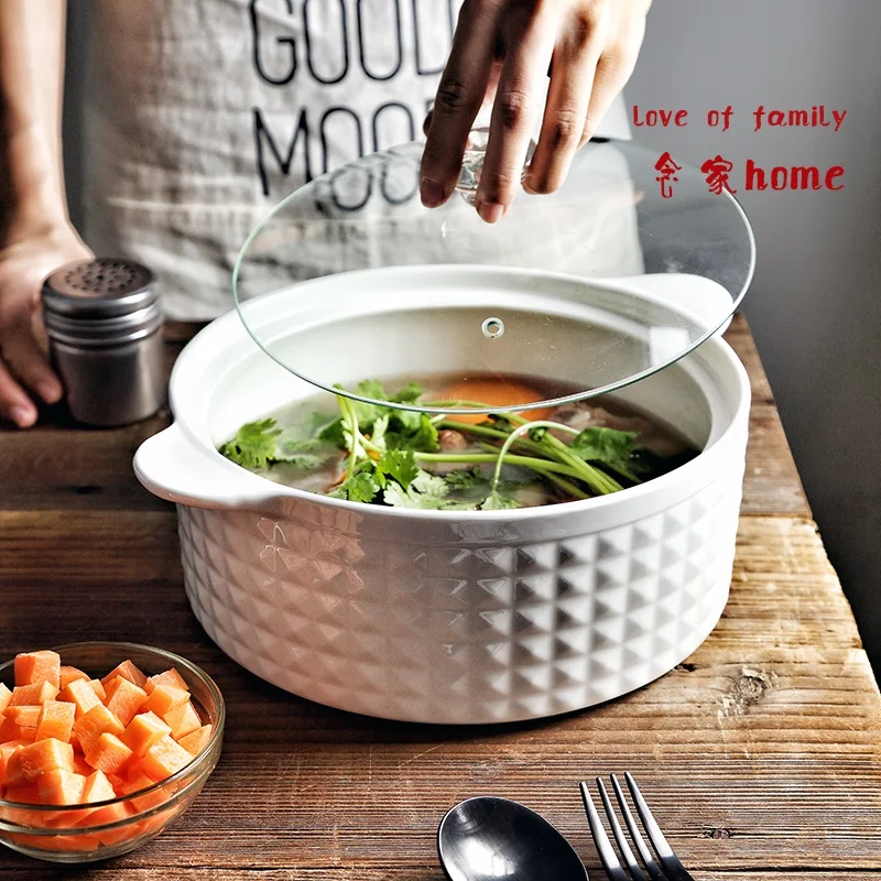 

GuMiGD Tableware Ceramic Simulating with cover Instant Noodle bowl Salad bowl Heat insulation soup Ramen Bowl