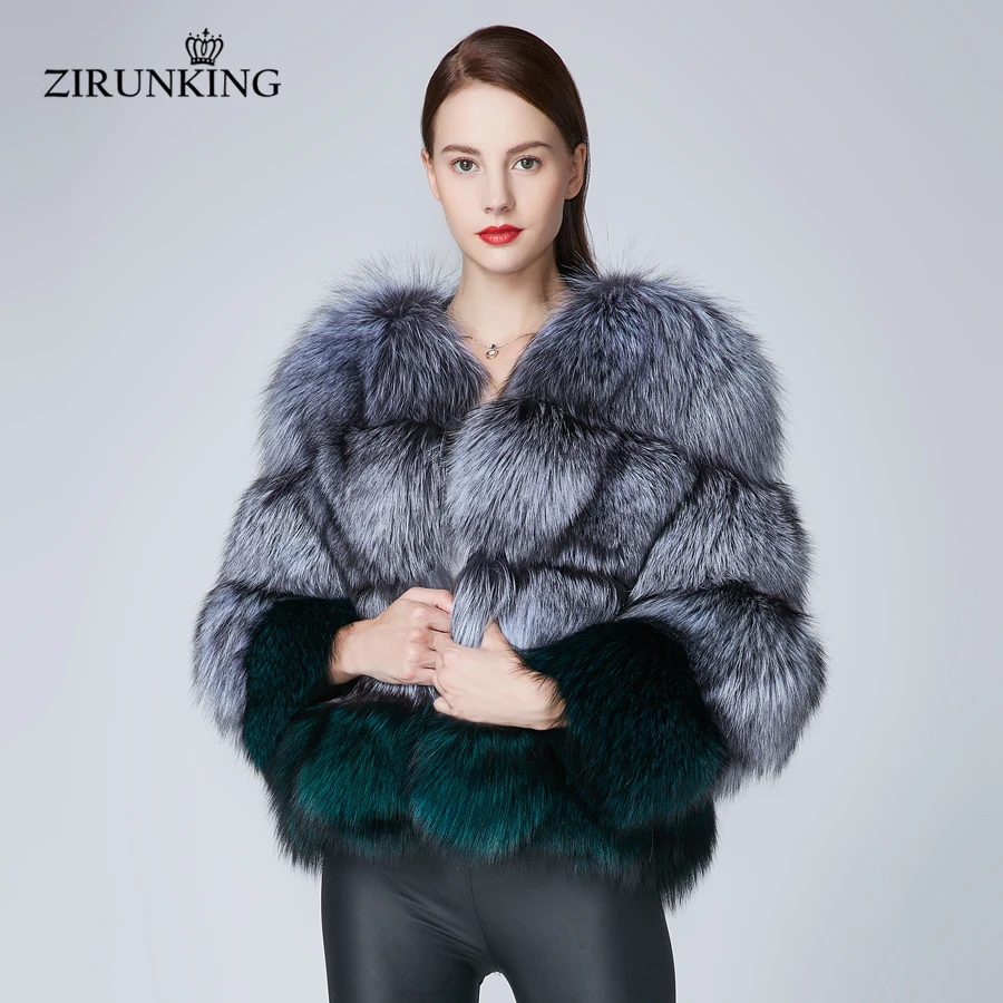 ZIRUNKING, женские зимние меховые шубы из настоящей лисы, женская теплая куртка из натурального Лисьего меха, женская толстая верхняя одежда из лисьего меха ZC1861