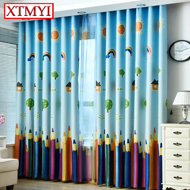 Aliexpress Buy Blue Color Modern Cartoon Rainbow Blackout Gorgeous Blue Color Living Room Aliexpress Buy Blue Color Modern Cartoon Rainbow Blackout Gorgeous Blue Color Living Room