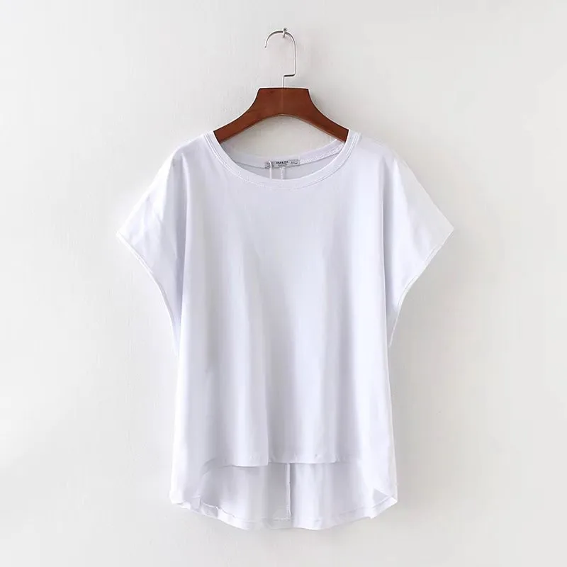 Свободные Белый Футболка женская футболка Camisetas Mujer 2018 женские Топы Batwing Рубашки