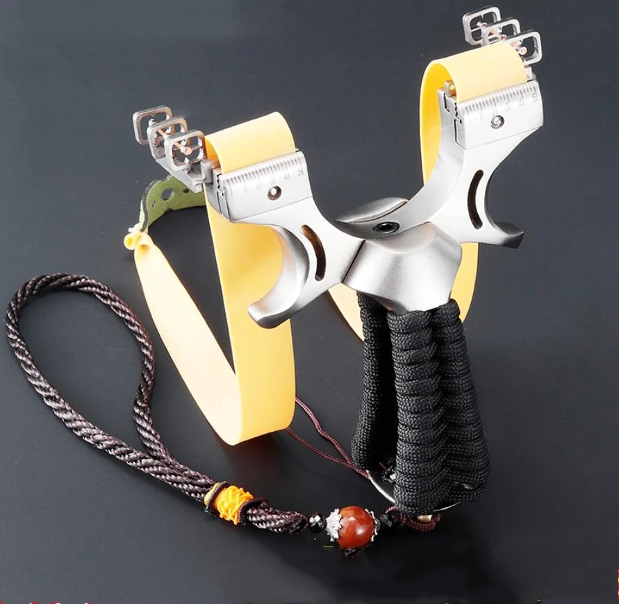 

Powerful katapult Slingshot Hunting Stainless Steel Slingshot Professional Double layer flat Rubber Band Catapult for Adults
