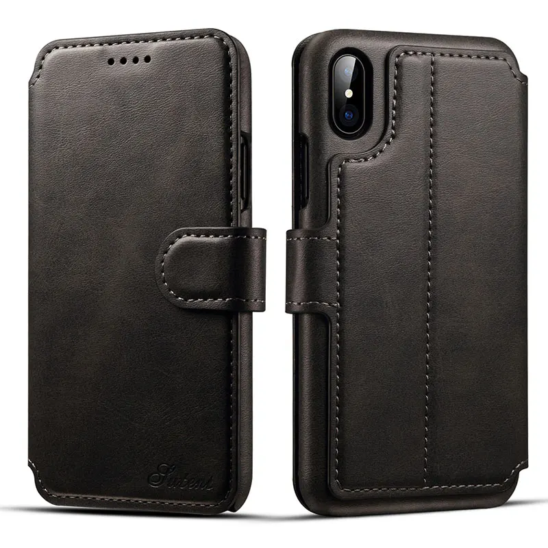 Чехол бумажник из натуральной телячьей кожи для Apple Iphone X XS 7 8 6S Plus|case for iphone|wallet