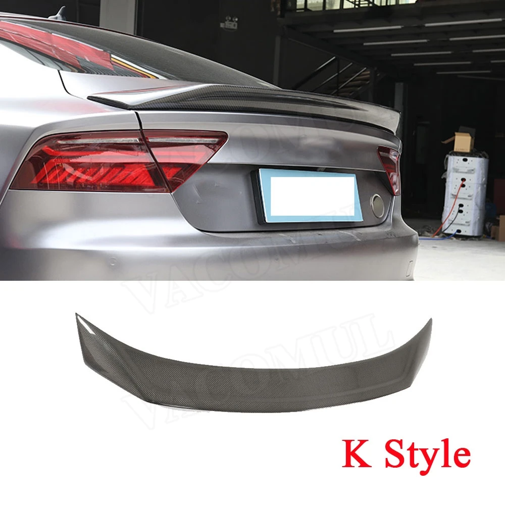 Углеродное волокно Задняя накладка на багажник отделка Стикеры для Audi A7 S7 RS7 2013- багажнике внешней отделки - Цвет: K Style